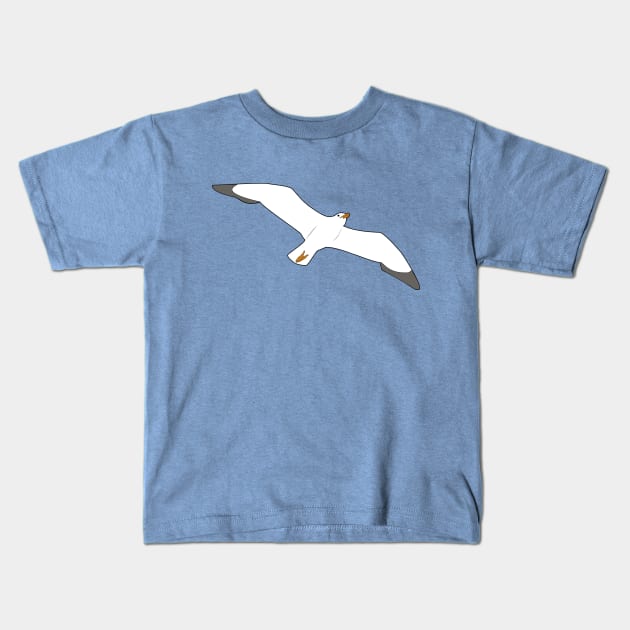 Seagull Flying High Above Kids T-Shirt by snknjak